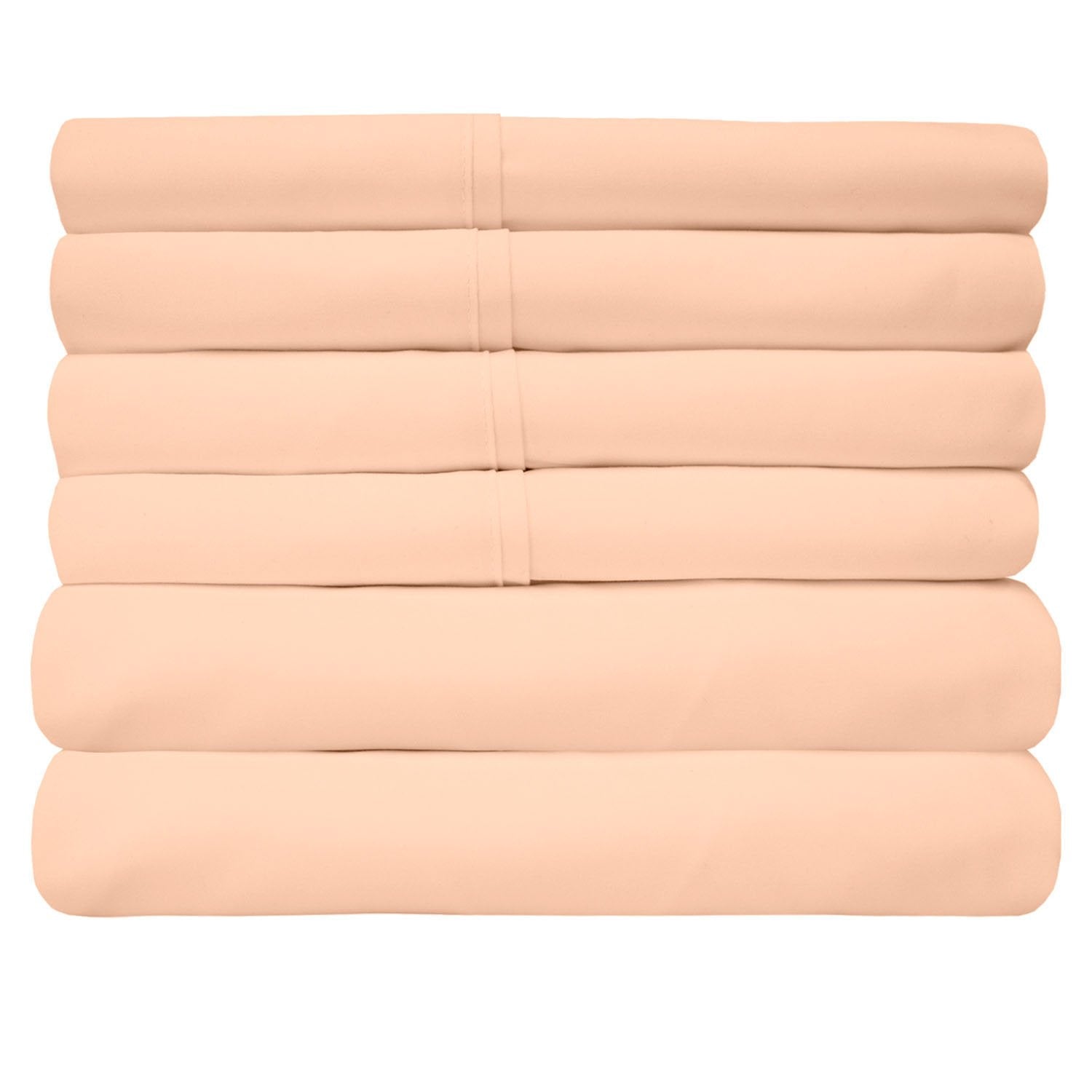 Deluxe 6-Piece Bed Sheet Set (Peach) - Folded 2