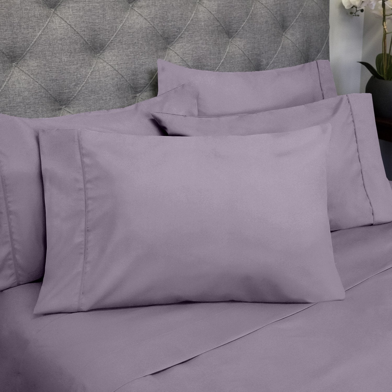 Deluxe 6-Piece Bed Sheet Set (Plum) - Pillowcases