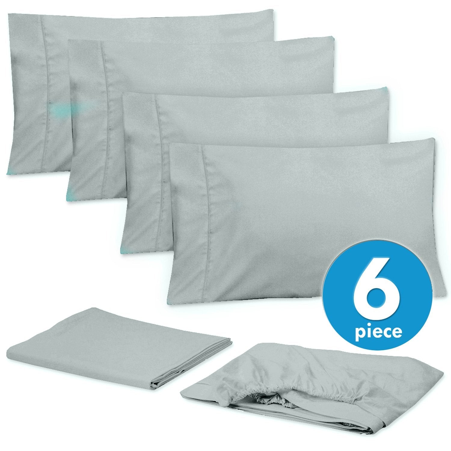 Deluxe 6-Piece Bed Sheet Set (Porcelain Blue) - Set
