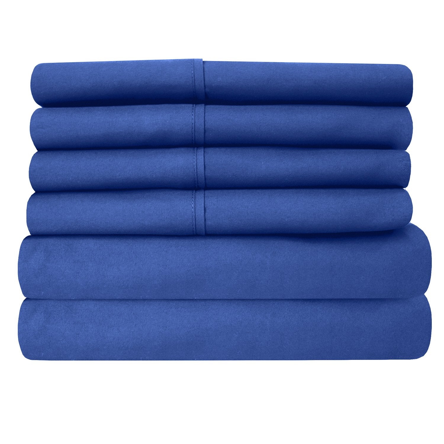 Deluxe 6-Piece Bed Sheet Set (Royal Blue) - Folded 2