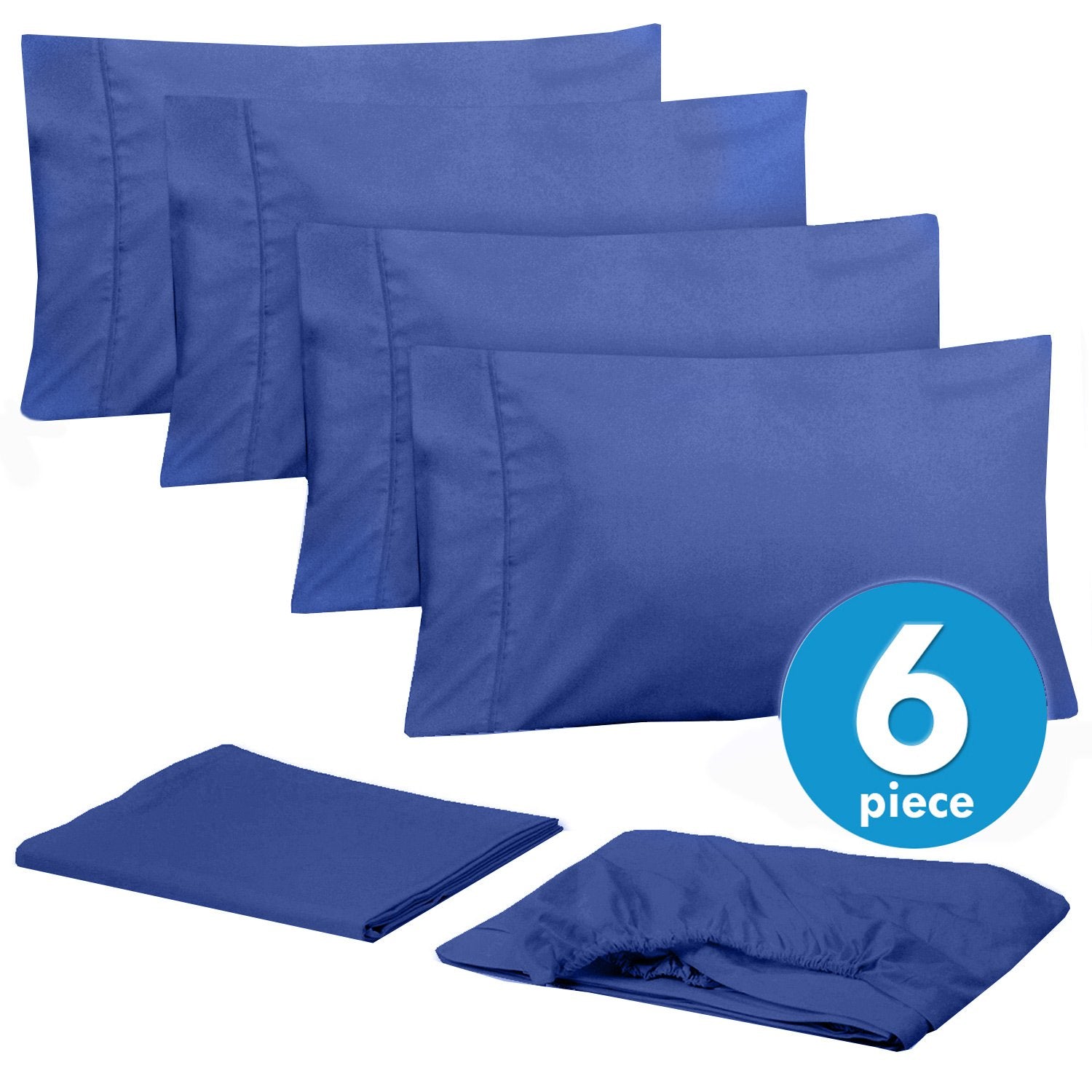 Deluxe 6-Piece Bed Sheet Set (Royal Blue) - Set