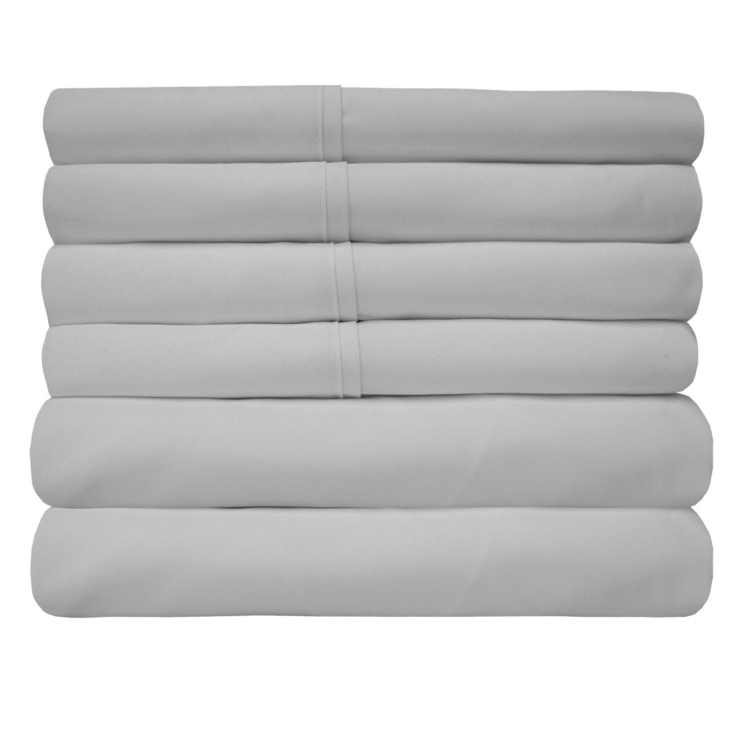Deluxe 6-Piece Bed Sheet Set (Silver) - Folded 2