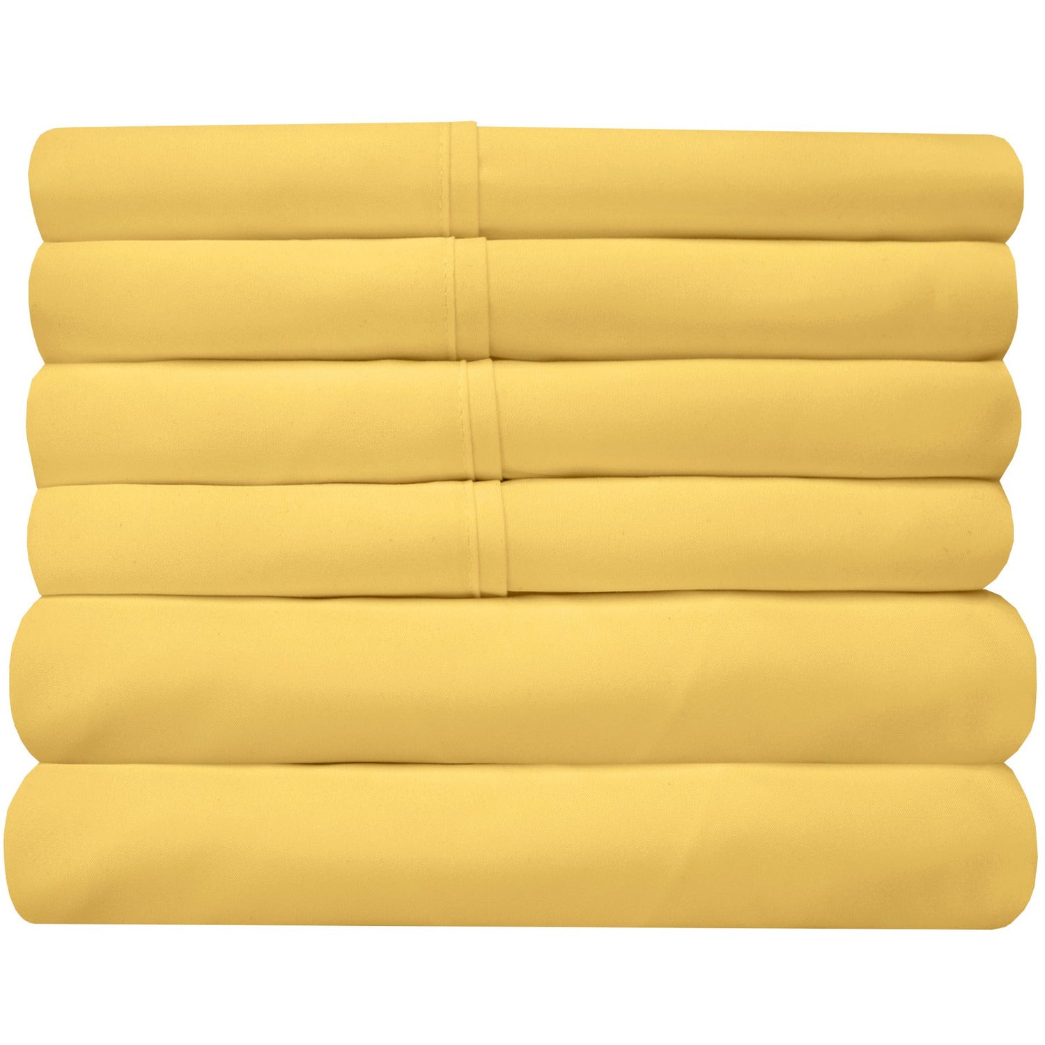 Deluxe 6-Piece Bed Sheet Set (Yellow) - Folded 2