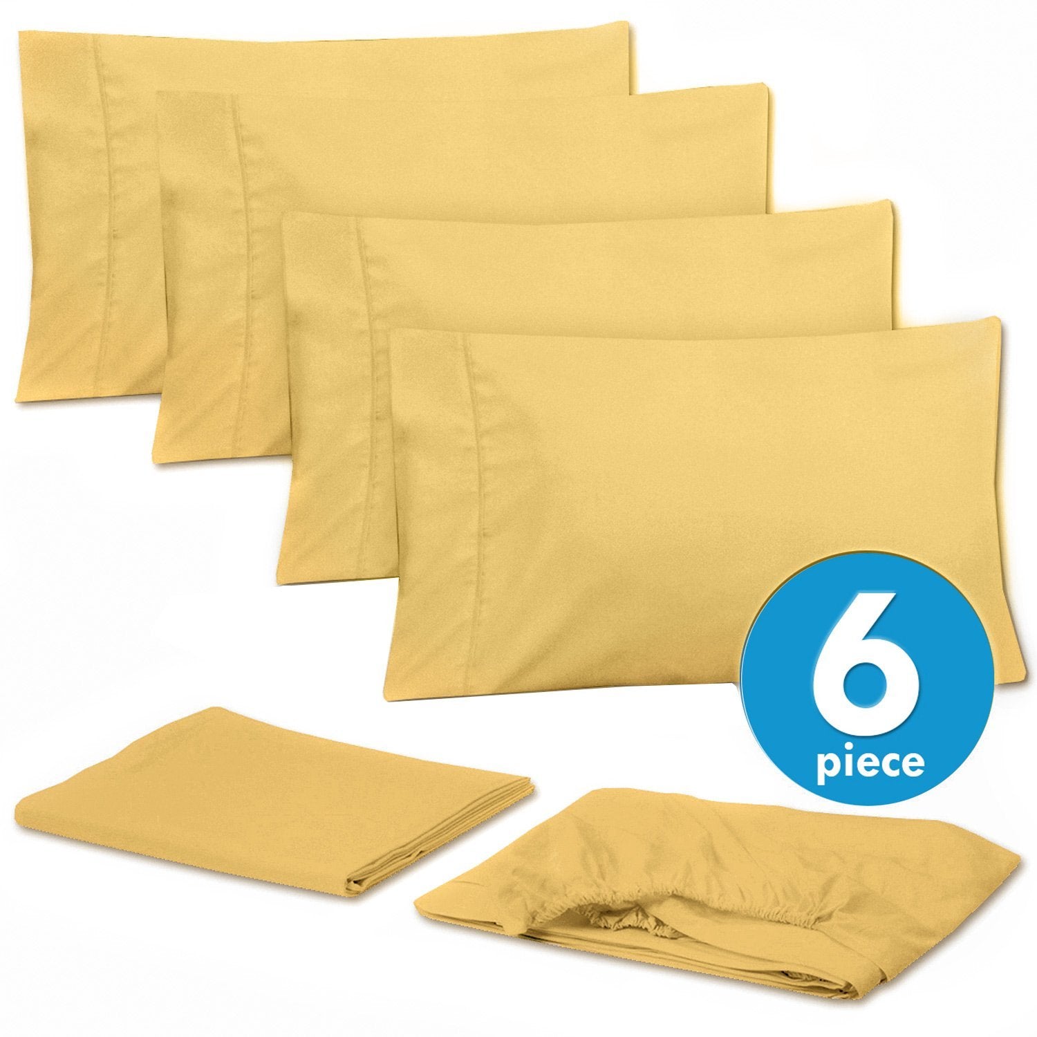 Deluxe 6-Piece Bed Sheet Set (Yellow) - Set