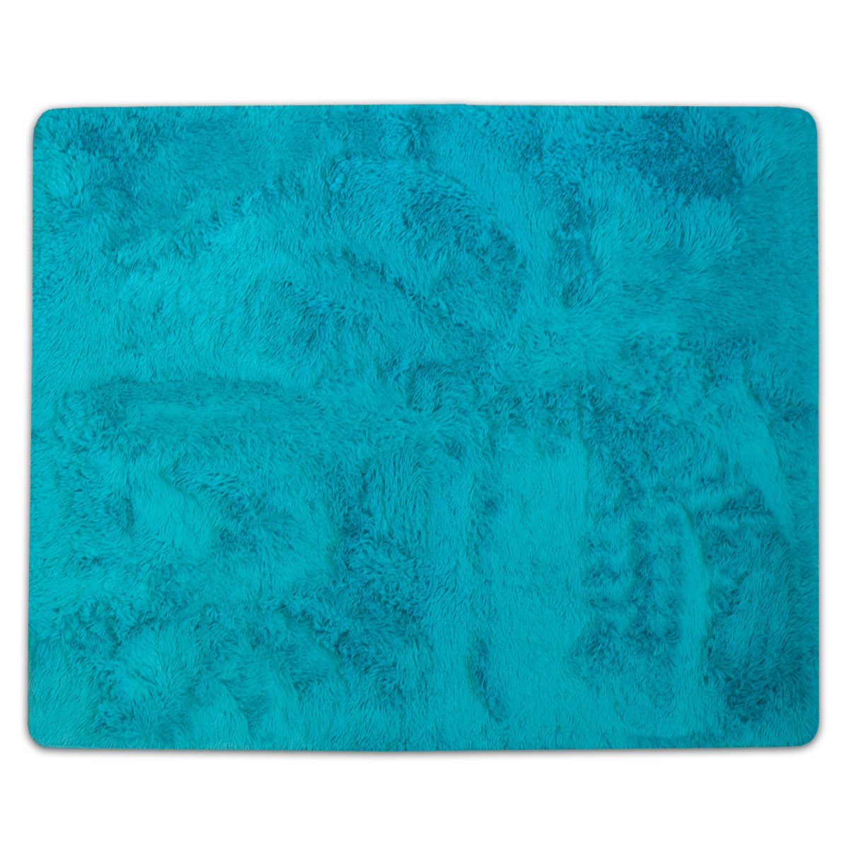 Faux Fur Rectangle Floor Area Rug 4Ft By 5Ft Turquoise - Top