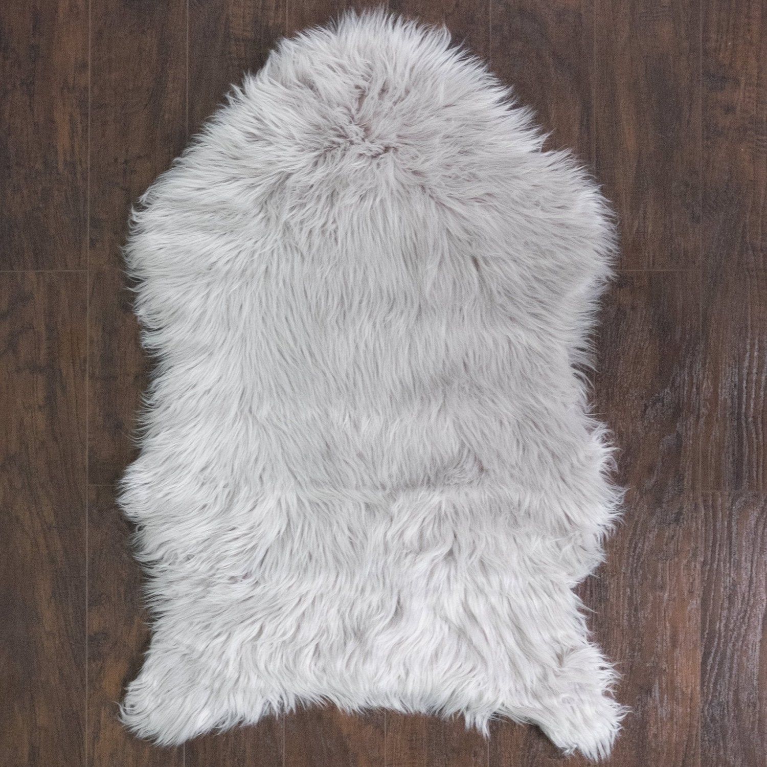 Fluffy Faux Sheepskin Fur Rug Silver - Top