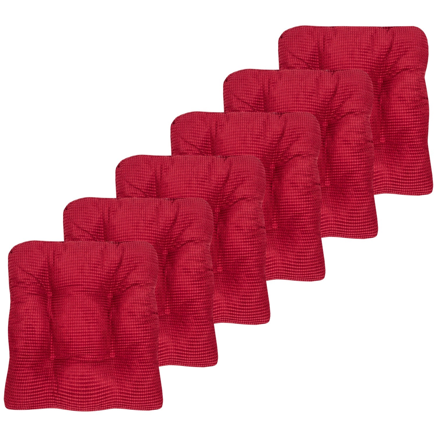 Fluffy Chair Cushion Set Red 6-Pack
