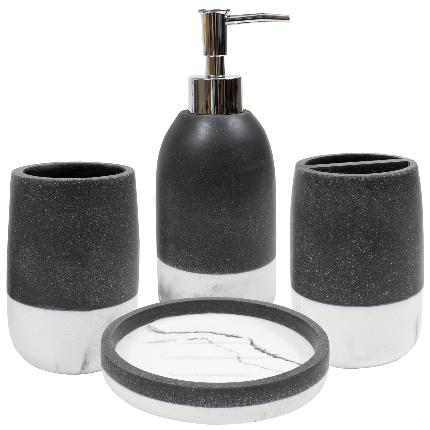 Marbleized Bathroom Accessory Set 4-Piece Set