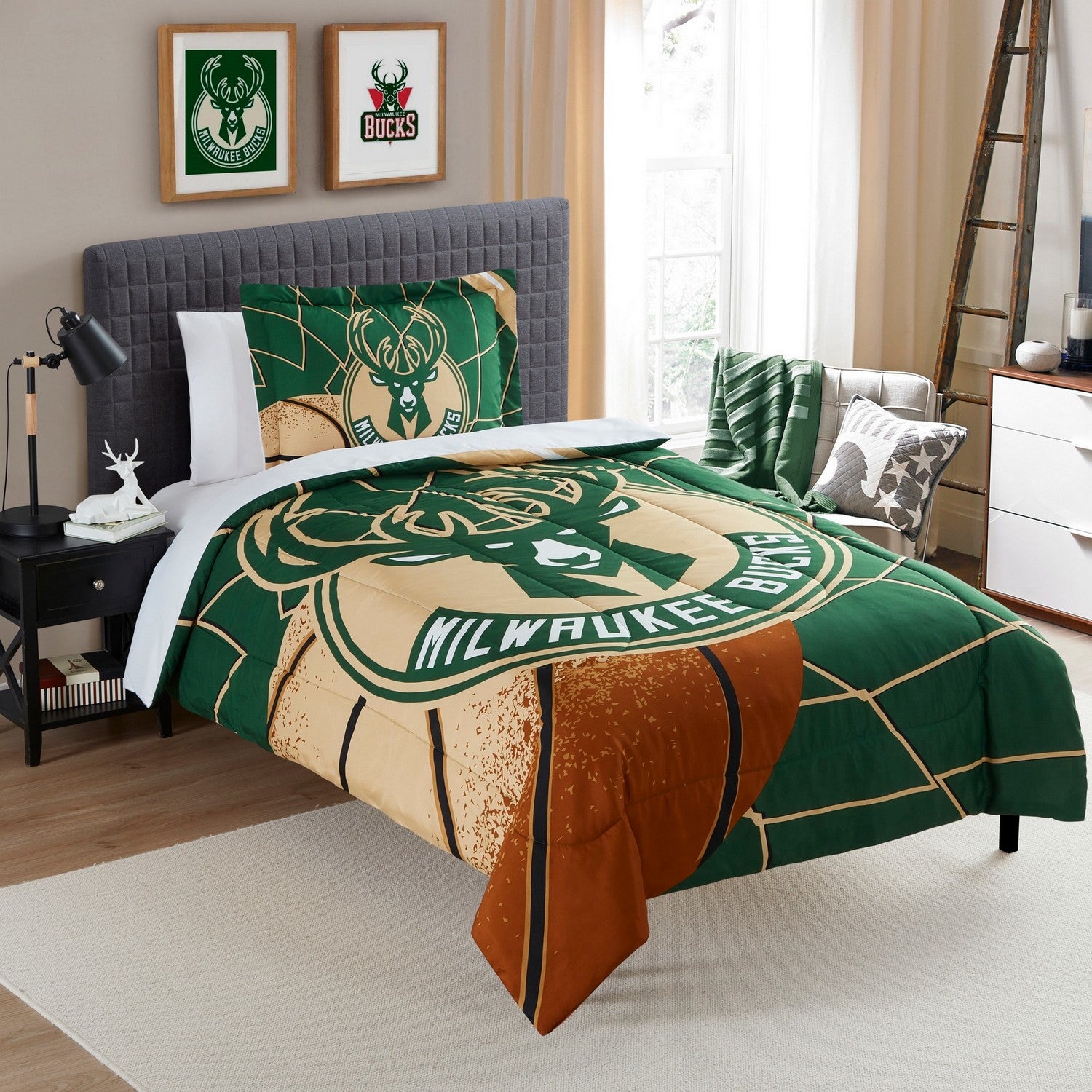 NBA Comforter Sham Set Milwaukee Bucks Twin/Twin Xl