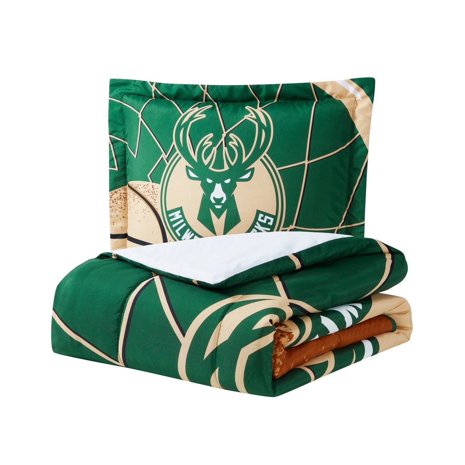 NBA Comforter Sham Set Milwaukee Bucks Folded
