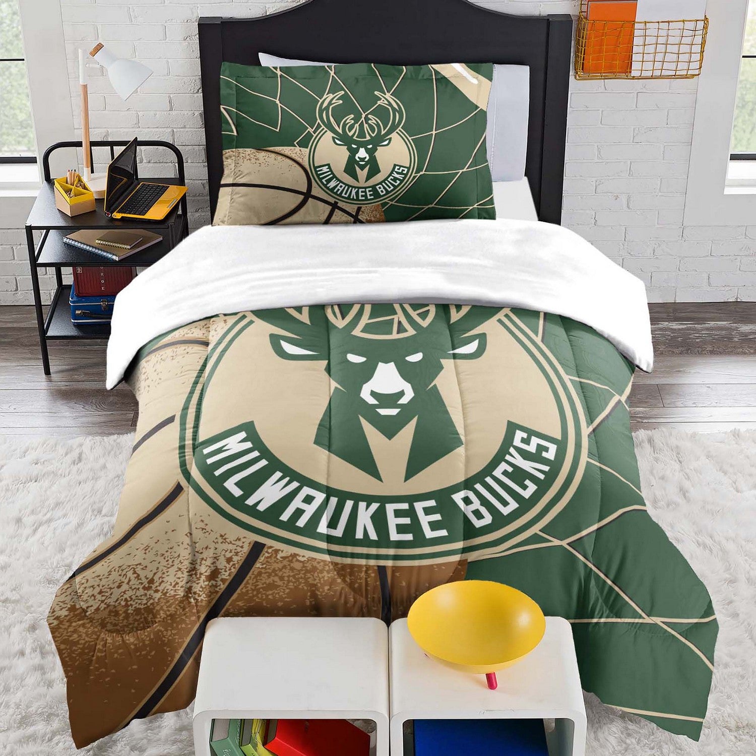 NBA Comforter Sham Set Milwaukee Bucks Front
