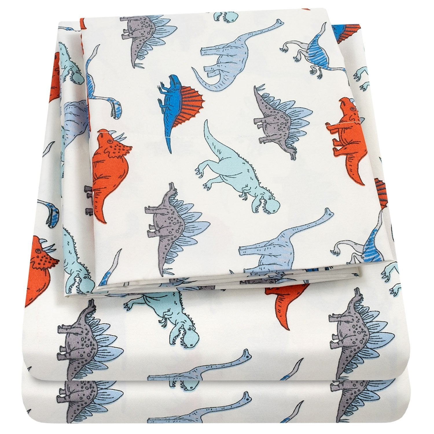 Printed Kids Bed Sheet Set (Dinosaurs) - Folded