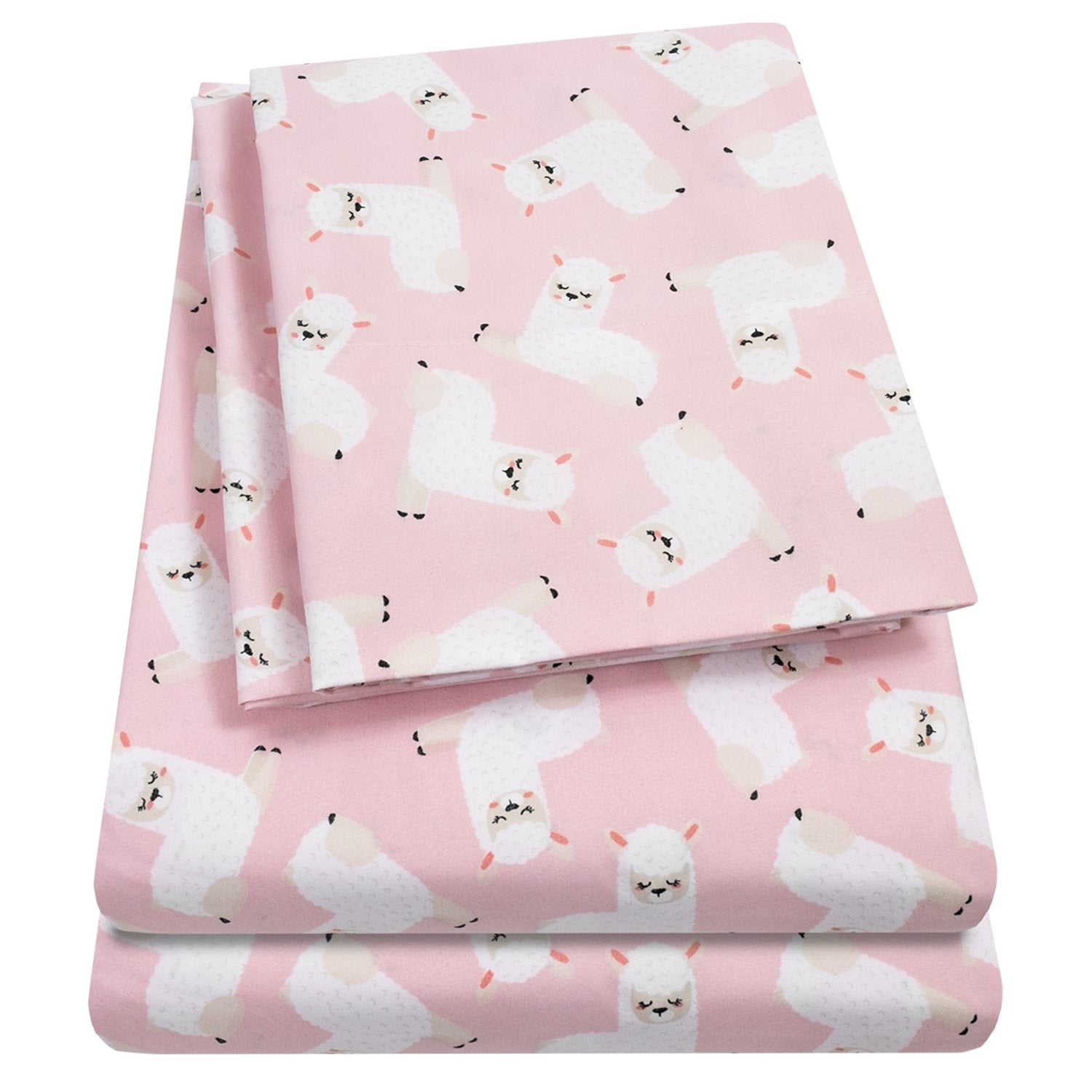 Printed Kids Bed Sheet Set (Llamas) - Folded