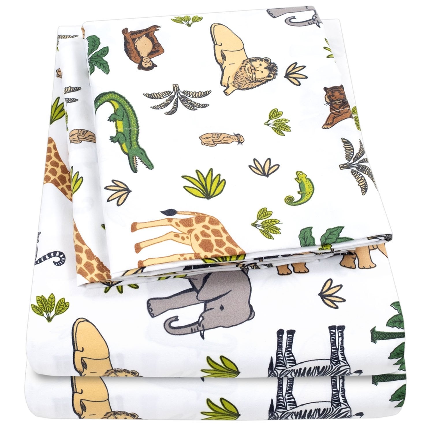 Printed Kids Bed Sheet Set (Wild Kingdom) - Folded
