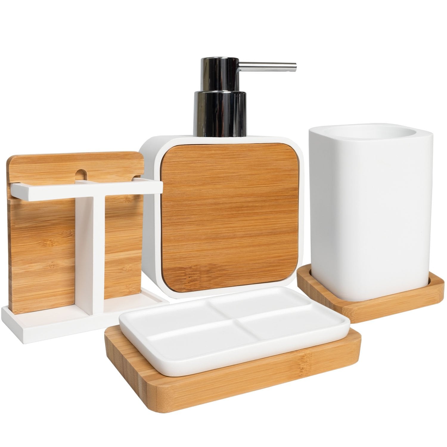 Ritz Bamboo Bathroom Accessory Set 4-Piece Set