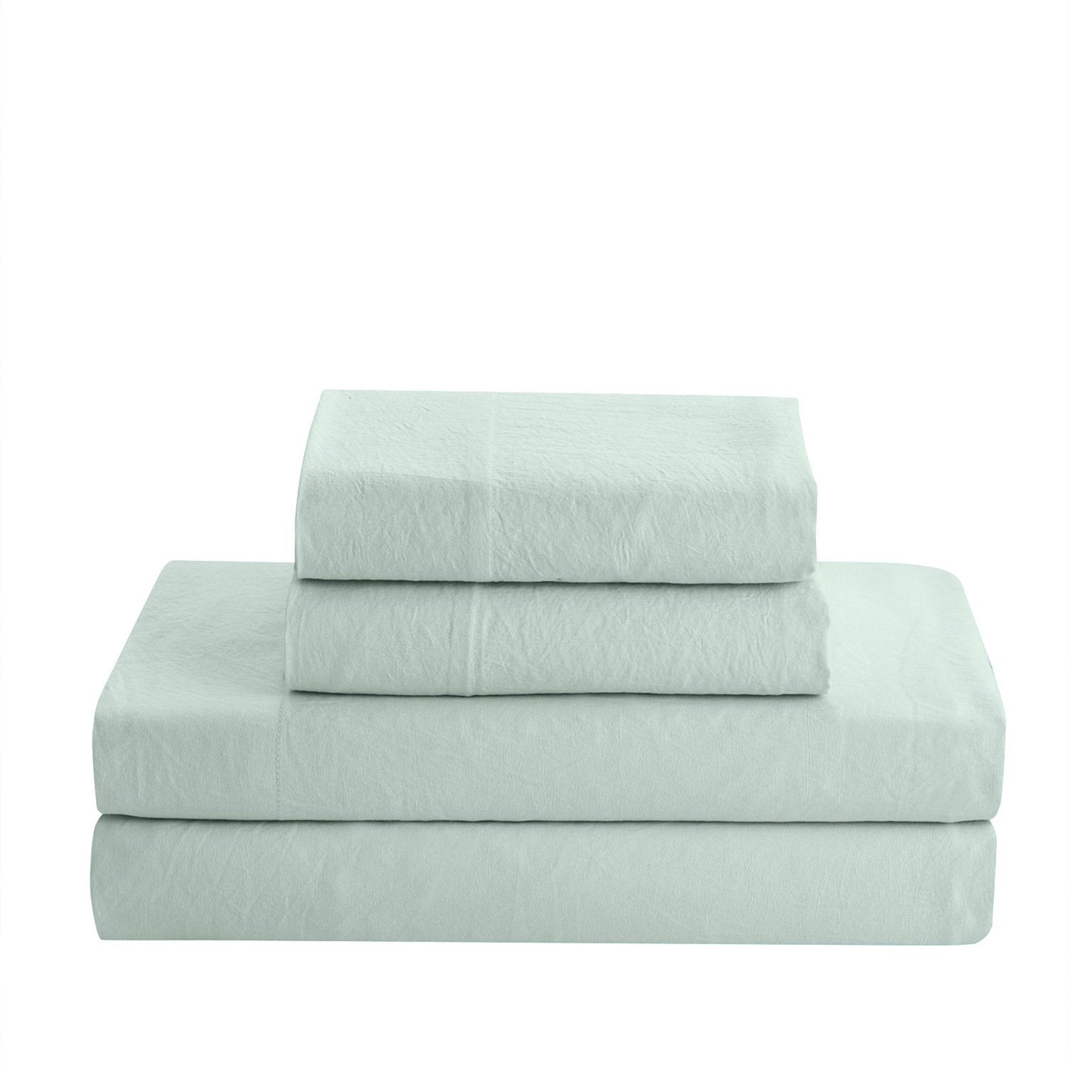 Washed Crinkled 4-Piece Sheet Set Mint - Folded